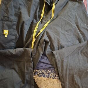 WonderWink Black Jog Pant with Yellow Drawcords